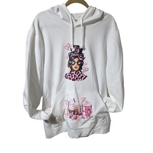 Makers Market White Hoodie with Pink Graphic
